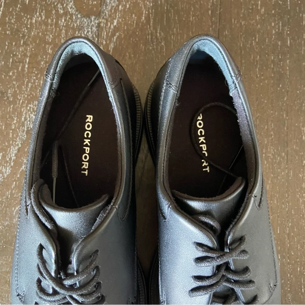 Rockport Men's Margin‎ Oxford Black Leather Office Work Size 6.5 NWOT Academia